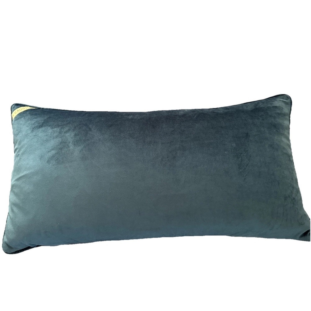 Callisto Home Velvet Lumbar Pillow Midnite Blue Down Feather Insert 25 X 13 EUC